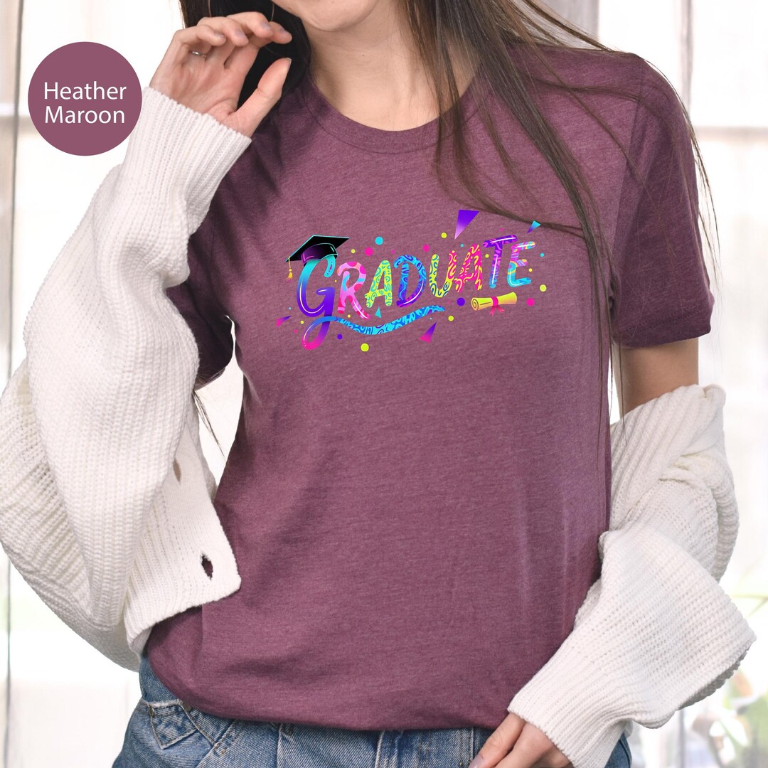 Colorful Graduate Shirt, Cap and Diploma Graphic Tee - Etsy