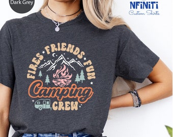 Fires Friends Fun Camping Crew Shirt: Mountain Caravan Tee
