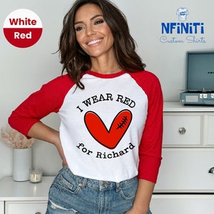 Custom Heart Warrior Raglan 3/4 Shirt, Heart Disease Month Raglan Baseball 3/4 Shirt, Personalized Heart Warrior Gift, Heart Raglan Sleeve