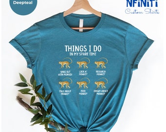 Cute Monkey Shirt, Monkey Gift, Monkey Lover Shirt, Jungle Animal Shirt, Monkey Shirt for Women, Monkey Shirt, Zoo Visit Shirt, Safari Shirt