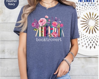 Floral Booktrovert T-Shirt, Book Lover Tee