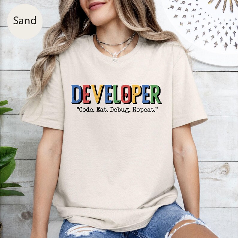 Developer Shirt, Code Eat Debug Repeat Tee, Funny Programmer, Software Developer Gift T Shirt, Funny Developer Tee, Coding Humor Tee afbeelding 9