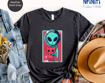 Funny Cat T-shirt, Funny Alien Shirt, Alien Lover T-shirt, Outer Space Shirt, Alien Gifts, Alien Shirt, Cat Lover T-shirt, Alien Cat Shirt