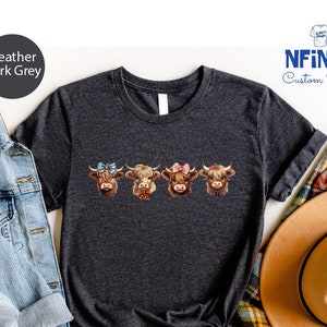 Highland Cow Shirt, Cow Tshirt, Cow Girl Gift, Shirt For Farmer, Farm Life T-shirt, Cute Cow Gift, Cow Lover Shirts, Country Tee Shirt