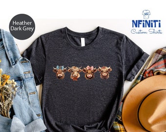 Highland Cow Shirt, Cow Tshirt, Cow Girl Gift, Shirt For Farmer, Farm Life T-shirt, Cute Cow Gift, Cow Lover Shirts, Country Tee Shirt