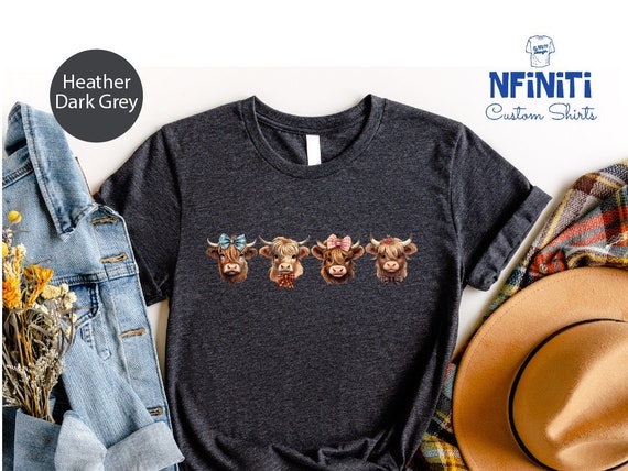 Highland Cow Shirt, Cow Tshirt, Cow Girl Gift, Shirt For Farmer, Farm Life T-shirt, Cute Cow Gift, Cow Lover Shirts, Country Tee Shirt