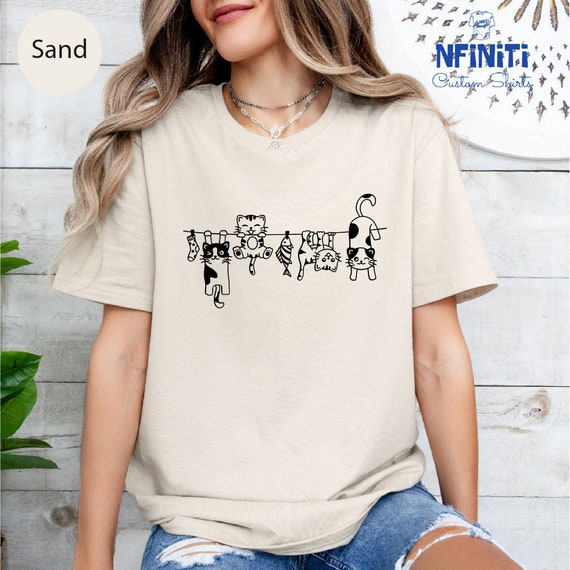 Cute Cats Shirt, Cat Lover T-shirts, Funny Cat Tee, Kitten T-shirts, Playful Cat T-shirts, Cat Lovers Gift, Cat Dad Gift, Cat Mom Gift
