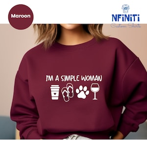 Coffee Dog Wine Sweatshirt: Simple Woman Graphic Tee image 2