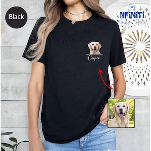 Personalized Pet Photo Pocket Tee, Custom Pet Shirt, Custom Pet Potrait Shirt, Custom Photo Pocket Shirt, Dog Mom Shirt, Pet Pocket Shirt