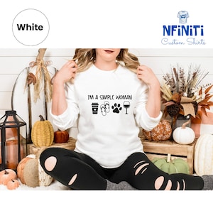 Coffee Dog Wine Sweatshirt: Simple Woman Graphic Tee image 8