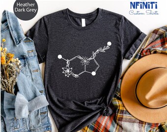Serotonin Molecule Shirt: Floral Mental Health Awareness Tee