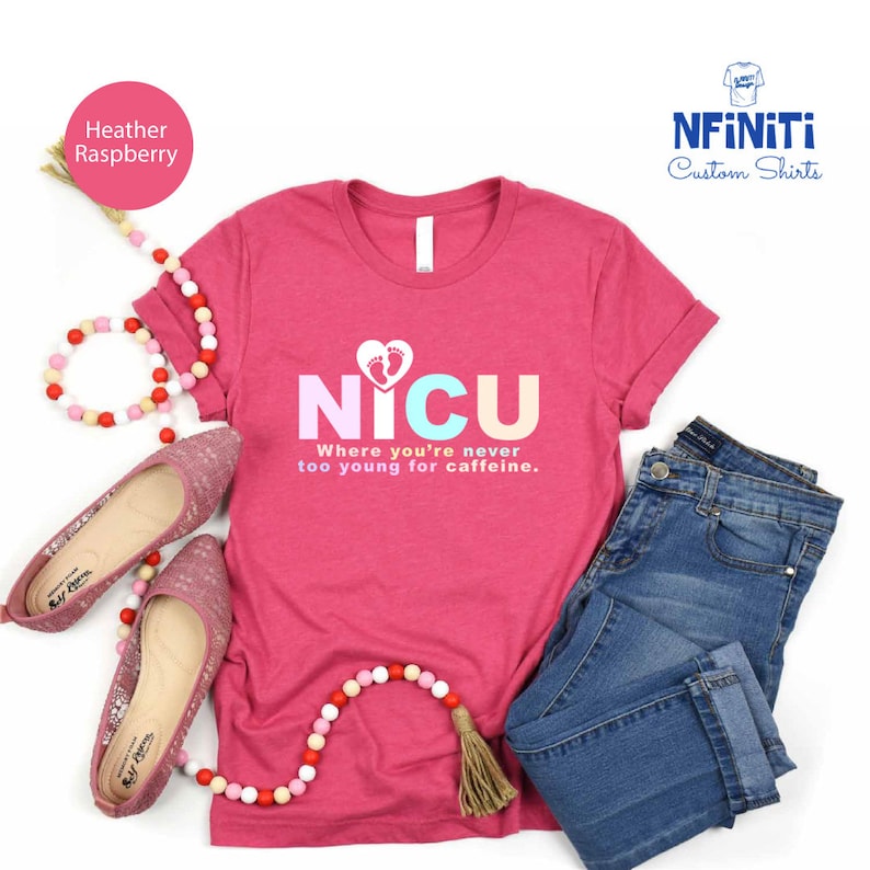 Caffeine Lover NICU Nurse Shirt: Retro Neonatal Intensive Care Unit zdjęcie 6