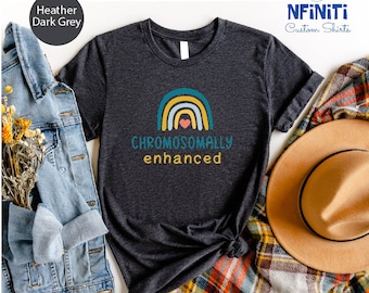 Rainbow Down Syndrome Awareness Shirt: T21 Chromosome Tee