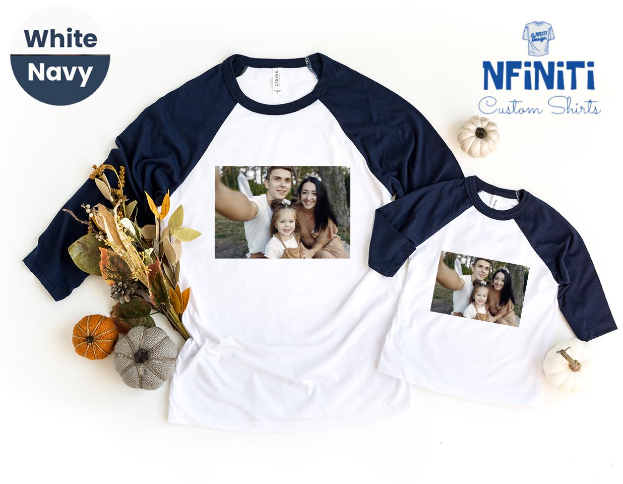 Personalized Raglan Baseball Tee - Custom Text & Photo Two-Sided Shirt For Men & Women