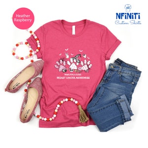 Pink Ribbon Paws Cancer Support Shirt, Dog Owner Breast Cancer Gift, Halloween Breast Cancer Dog Paws Shirts, Cancer Awareness Halloween