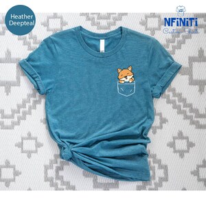 Fox Pocket T-Shirt, Cute Fox Tee, Little Fox T-Shirt, Graphic Tee, Cute Fox Shirt for Gift, Funny Fox Shirt,Pocket Shirt,Fox lover kids gift image 4