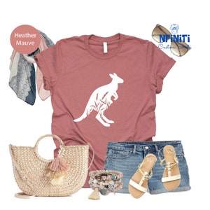 Kangaroo Shirt, Kangroo Floral Shirt, Cute Australian Kangaroo Shirt, Australia Shirt, Kangroo Lover Shirt, Marsupial Australia Floral Shirt image 4