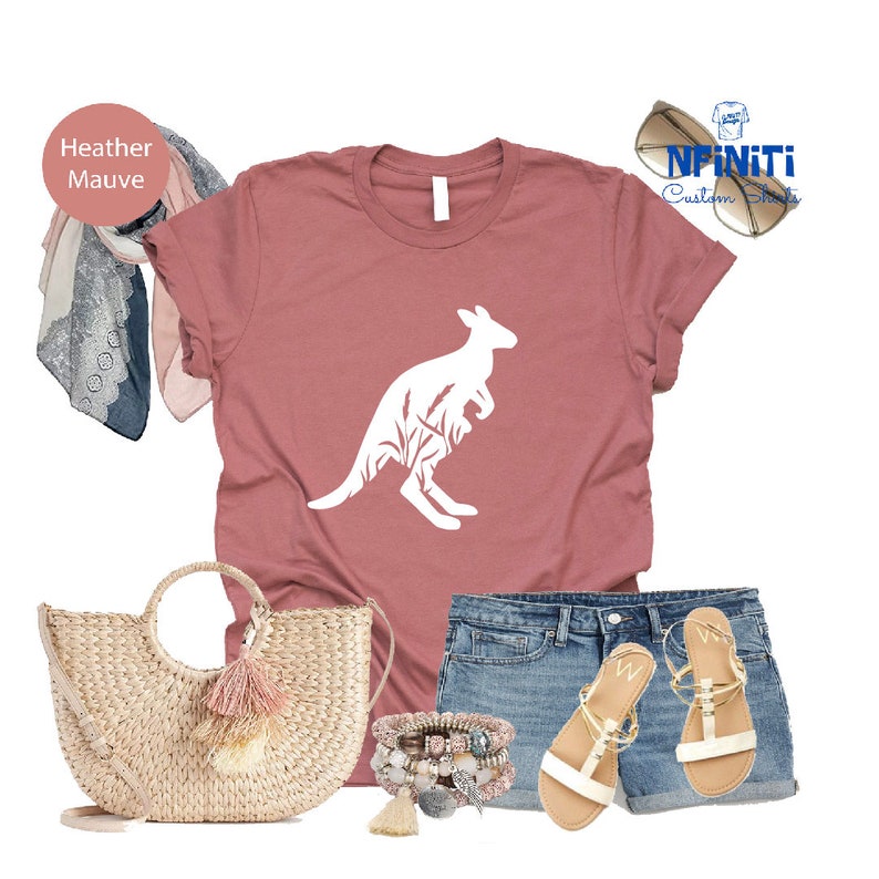 Kangaroo Shirt, Kangroo Floral Shirt, Cute Australian Kangaroo Shirt, Australia Shirt, Kangroo Lover Shirt, Marsupial Australia Floral Shirt image 4