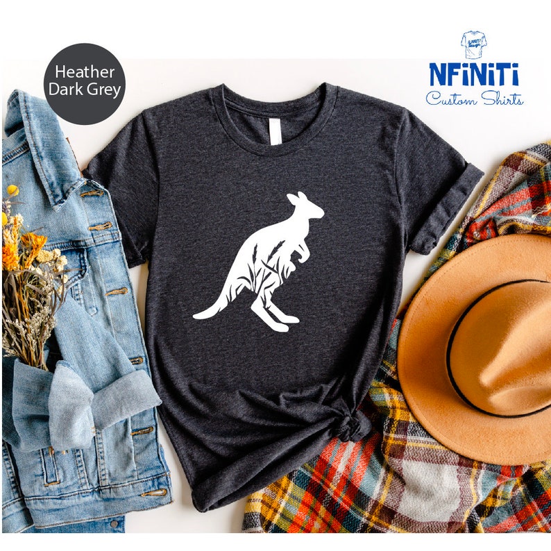 Kangaroo Shirt, Kangroo Floral Shirt, Cute Australian Kangaroo Shirt, Australia Shirt, Kangroo Lover Shirt, Marsupial Australia Floral Shirt image 2