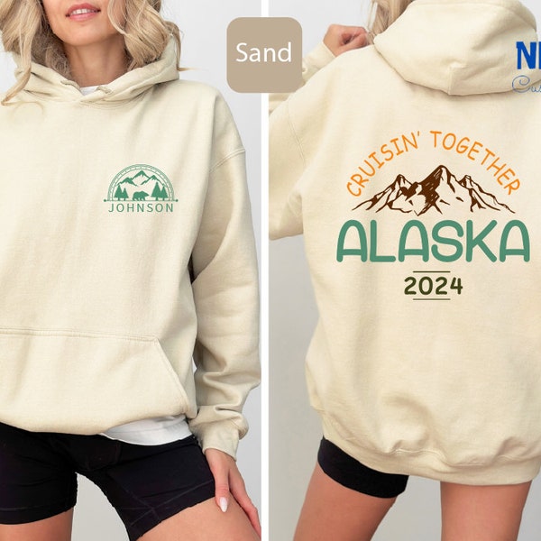 Custom Alaska Cruise Pocket Print Front Back Hoodie,Personalized Name Alaska Cruise 2024 Hoodie,Cruise Alaska Mountain Hoodie,Alaska Hoodies