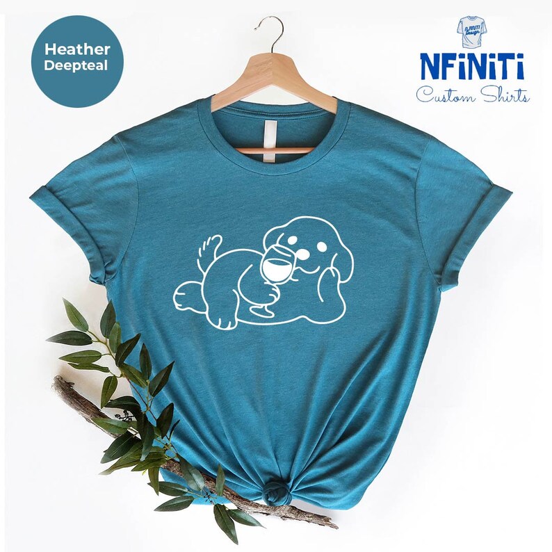 Wine Dog Mom T-Shirt, Drinking Wine Gift image 6