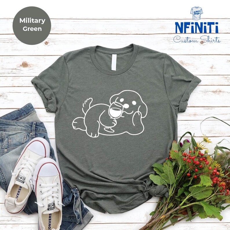 Wine Dog Mom T-Shirt, Drinking Wine Gift image 7