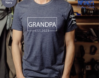 Personalized Grandpa Shirt With Grandkids Names - Custom Father's Day Tee