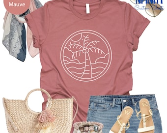Palm Tree Graphic Tee: Beach Summer Vacation Shirt