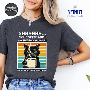 Funny Cat Coffee T-Shirt: Introvert Humor, Cat Mom Gift