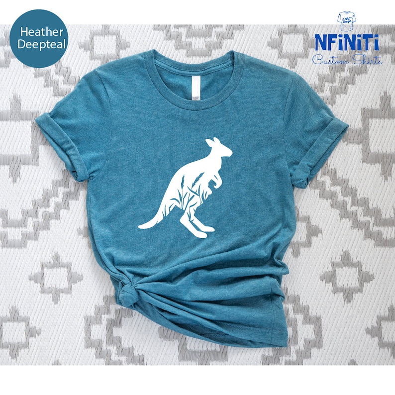 Kangaroo Shirt, Kangroo Floral Shirt, Cute Australian Kangaroo Shirt, Australia Shirt, Kangroo Lover Shirt, Marsupial Australia Floral Shirt image 5