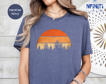 Camping Gift Shirt, Forest Themed Shirt, Tree Shirt, Adventure Is Calling, Sunset Themed Shirt, Wildlife Tee, Wilderness, Pine Tree