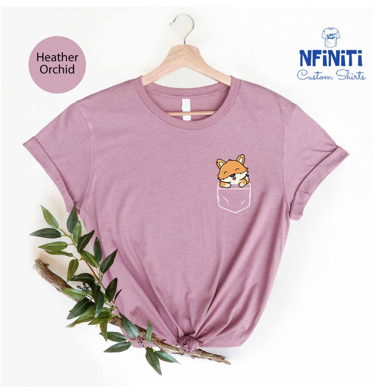Fox Pocket T-Shirt, Cute Fox Tee, Little Fox T-Shirt, Graphic Tee, Cute Fox Shirt for Gift, Funny Fox Shirt,Pocket Shirt,Fox lover kids gift image 7