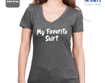 Custom Text V-Neck Women's Shirt: Design Your Own Tee