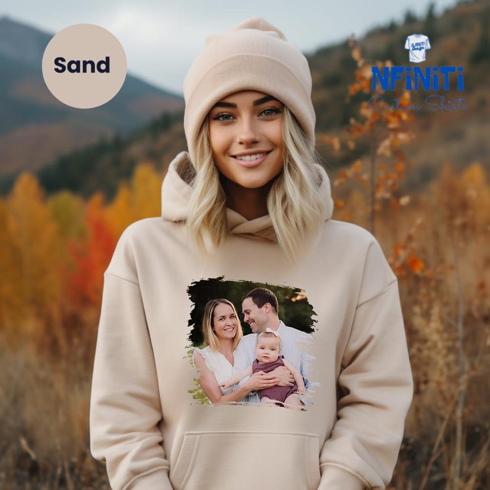 Family Photo Hoodie,Custom Photo Hoodie, Custom Picture Gift Hoodie, Family Picture Hoodie, Custom Gift Hoodies, Personalized Hoodie Livingtee