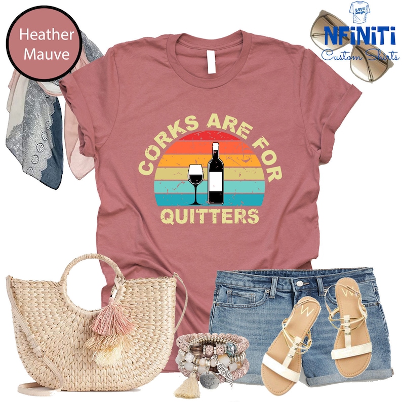 Funny Wine Shirt: Corks Are For Quitters, Drinking Party Tee immagine 4