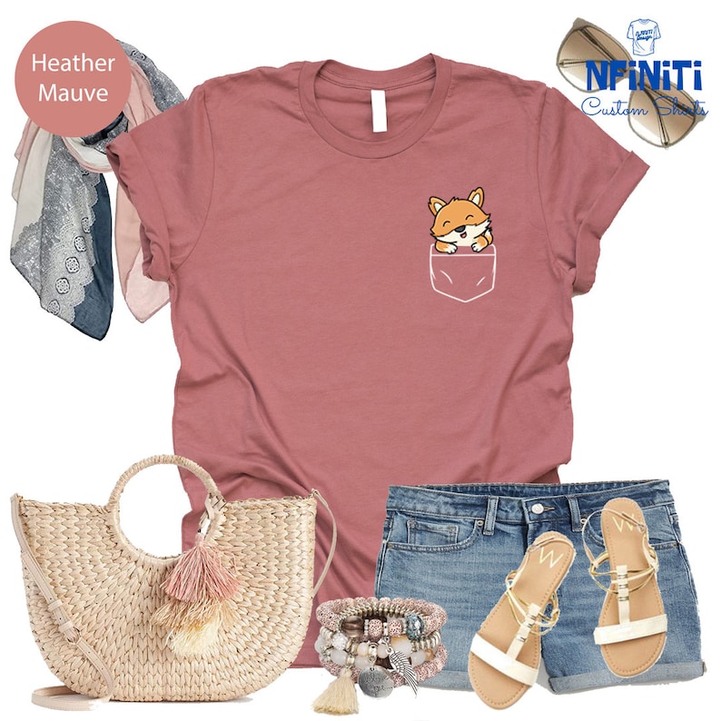 Fox Pocket T-Shirt, Cute Fox Tee, Little Fox T-Shirt, Graphic Tee, Cute Fox Shirt for Gift, Funny Fox Shirt,Pocket Shirt,Fox lover kids gift image 5