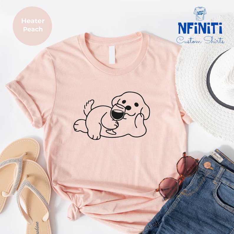 Wine Dog Mom T-Shirt, Drinking Wine Gift image 4