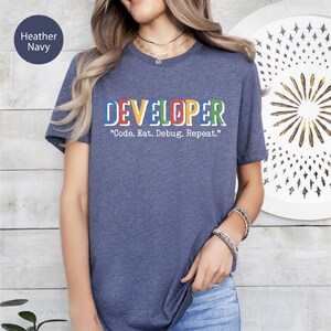 Developer Shirt, Code Eat Debug Repeat Tee, Funny Programmer, Software Developer Gift T Shirt, Funny Developer Tee, Coding Humor Tee afbeelding 5