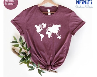 World Map Travel Shirt: Wanderlust Adventure Tee