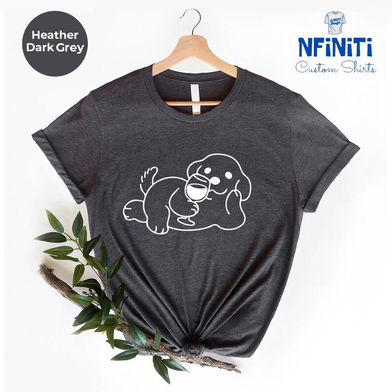 Wine Dog Mom T-Shirt, Drinking Wine Gift image 3