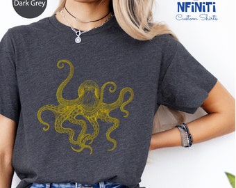 Octopus Print Shirt: Sea Animal Tee, Ocean Lover Gift