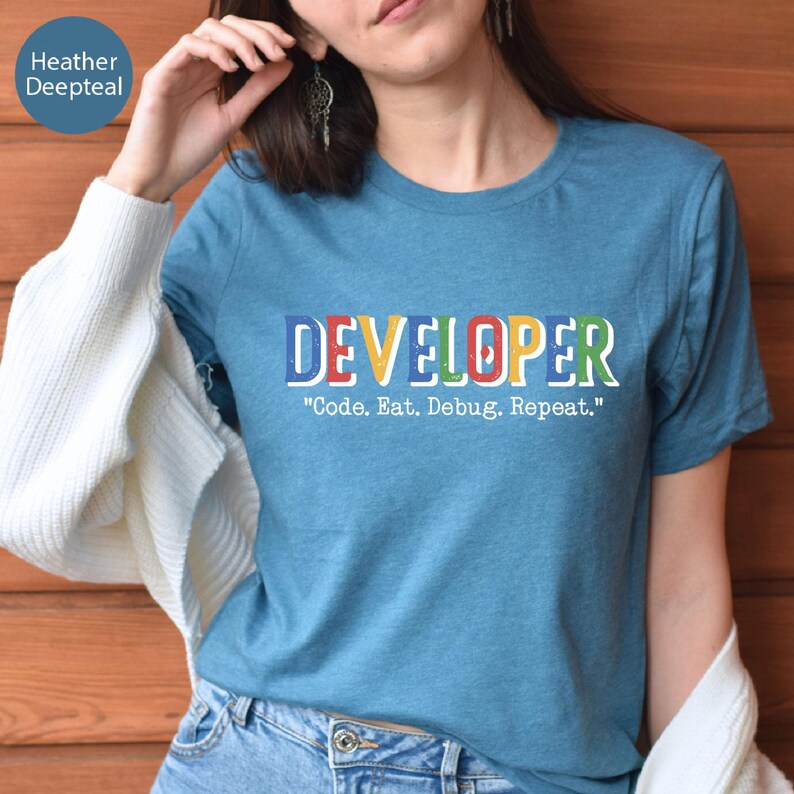 Developer Shirt, Code Eat Debug Repeat Tee, Funny Programmer, Software Developer Gift T Shirt, Funny Developer Tee, Coding Humor Tee afbeelding 6