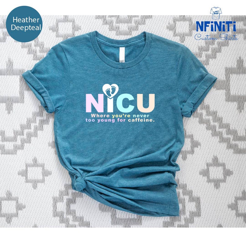 Caffeine Lover NICU Nurse Shirt: Retro Neonatal Intensive Care Unit zdjęcie 5