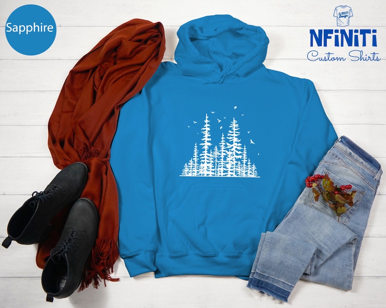 Forest Sweatshirt: Pine Tree Graphic, Adventure Hoodie image 2