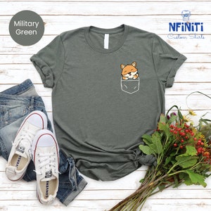Fox Pocket T-Shirt, Cute Fox Tee, Little Fox T-Shirt, Graphic Tee, Cute Fox Shirt for Gift, Funny Fox Shirt,Pocket Shirt,Fox lover kids gift image 6