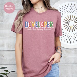 Developer Shirt, Code Eat Debug Repeat Tee, Funny Programmer, Software Developer Gift T Shirt, Funny Developer Tee, Coding Humor Tee afbeelding 2