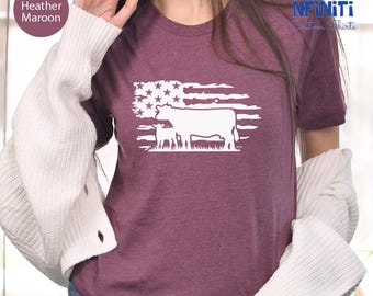 USA Cow Farm Shirt, Farm Cow Shirt, Farmer Cow Shirt, Farm Animal Shirt, Farmer American Flag Shirt, Farmer Gift Shirt, Cow Lover Gift Shirt