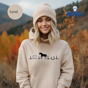 Horse Heartbeat Hoodie, Cute Horse Hoodie, Gift For Horse Lover, Horse Farm Animal Hoodie, Farmer Animal Hoodie, Cute Horse Mom Gift Hoodie