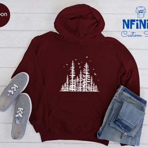 Forest Sweatshirt: Pine Tree Graphic, Adventure Hoodie image 9