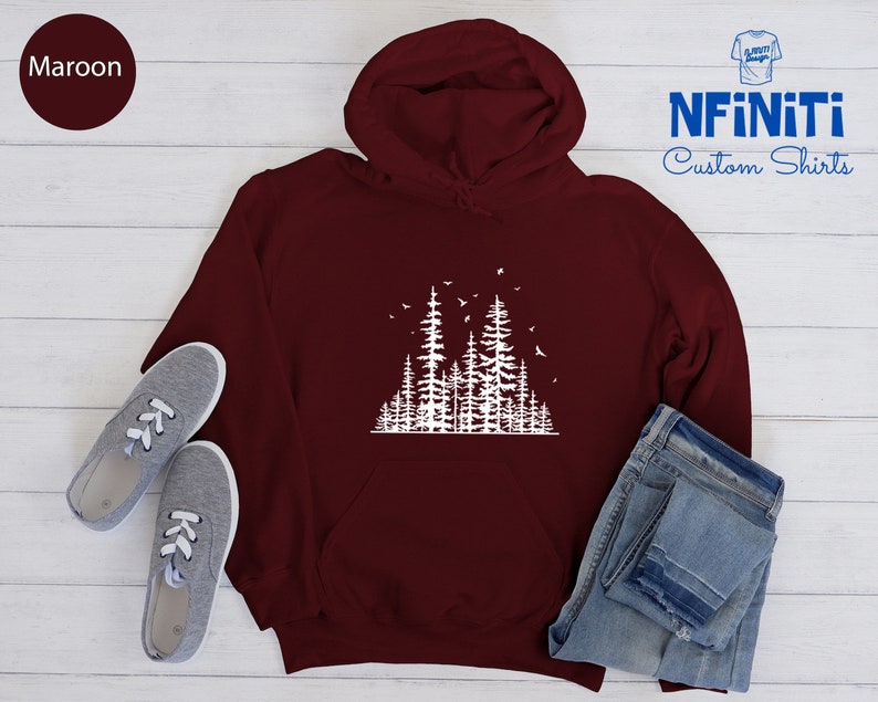 Forest Sweatshirt: Pine Tree Graphic, Adventure Hoodie image 9